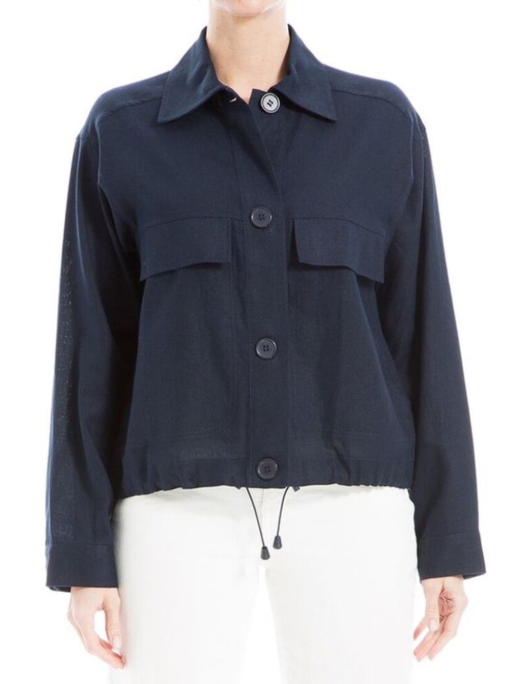 Navy Blue Max Studio London Linen-Blend Jacket